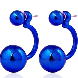 **NEW! Sexy Vibrant Blue Double Pearl Ball Earrings - GREAT GIFT